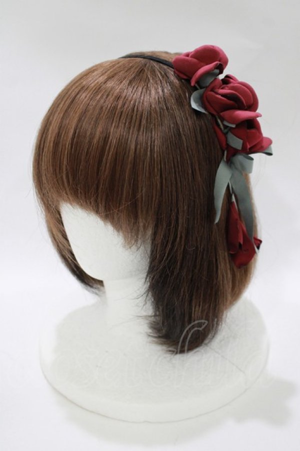 画像1: axes femme / フラワーカチューシャ  ワイン H-25-11-01-071-AX-AC-NS-ZH (1)