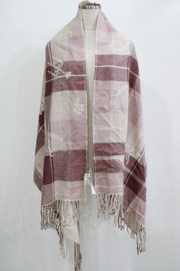 画像3: axes femme / チェック×フレンチ柄ストール  ピンク H-25-11-01-074-AX-ZA-NS-ZH (3)