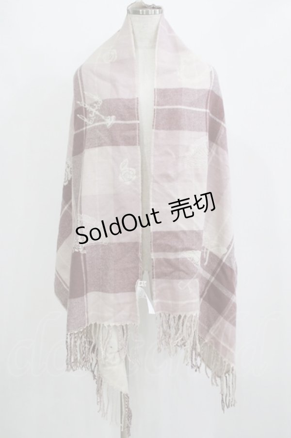 画像3: axes femme / チェック×フレンチ柄ストール  ピンク H-25-11-01-074-AX-ZA-NS-ZH (3)