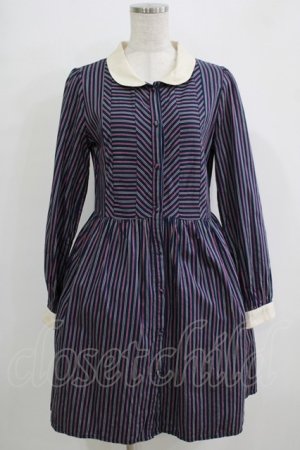 画像: Fi.n.t / レジメンタルストライプワンピース Free ネイビー H-25-11-01-077-CA-OP-NS-ZH