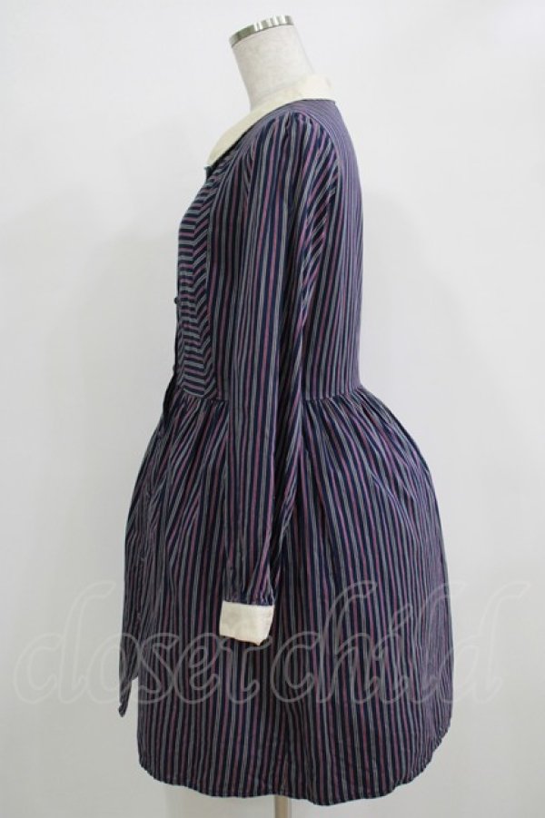 画像2: Fi.n.t / レジメンタルストライプワンピース Free ネイビー H-25-11-01-077-CA-OP-NS-ZH (2)