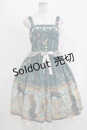 画像: metamorphose / 黒猫と魔法の地図リボンジャンパースカート サイズ1 グリーン H-25-11-01-008-ME-OP-NS-ZH