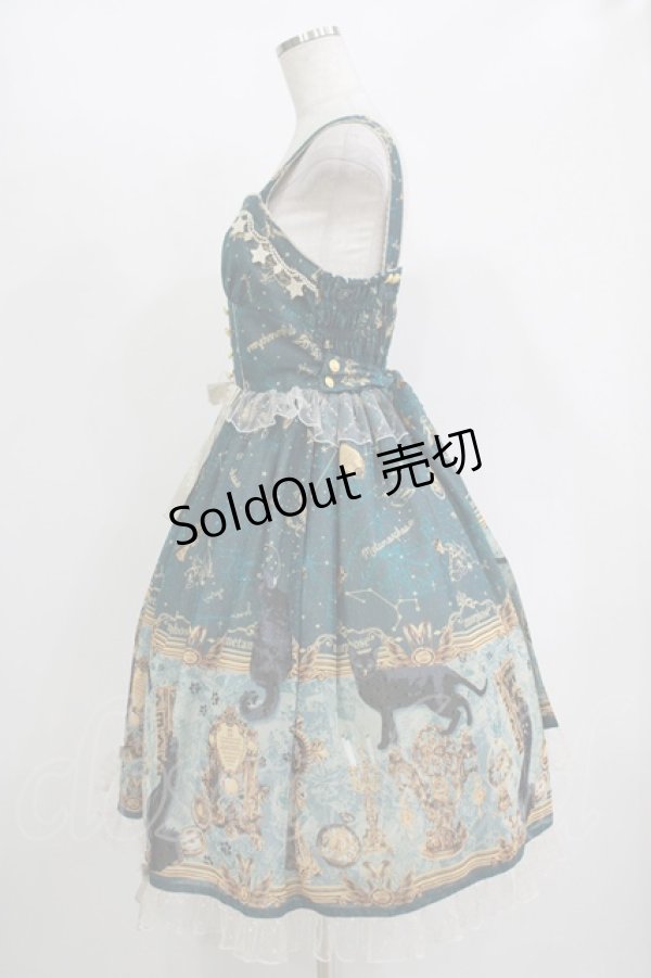 画像2: metamorphose / 黒猫と魔法の地図リボンジャンパースカート サイズ1 グリーン H-25-11-01-008-ME-OP-NS-ZH (2)
