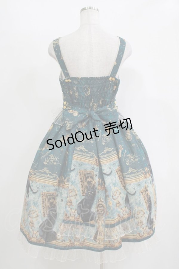 画像3: metamorphose / 黒猫と魔法の地図リボンジャンパースカート サイズ1 グリーン H-25-11-01-008-ME-OP-NS-ZH (3)