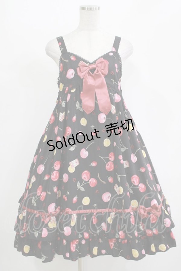 画像1: metamorphose / floating heart cherryベビードールジャンパースカート Free ブラック H-25-11-01-010-ME-OP-NS-ZH (1)