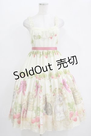 画像: BAROQUE / Strawberry field’s Cats イチゴ畑の猫たちジャンパースカート M 生成り H-25-11-01-011-EL-OP-NS-ZH