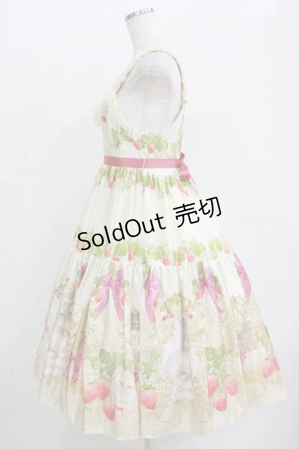 画像2: BAROQUE / Strawberry field’s Cats イチゴ畑の猫たちジャンパースカート M 生成り H-25-11-01-011-EL-OP-NS-ZH (2)