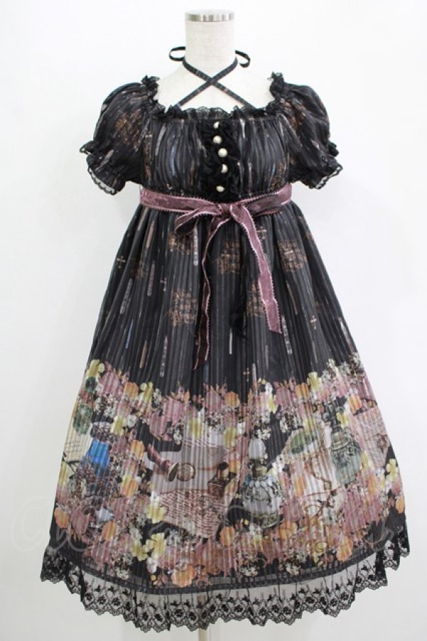画像1: ALICE and the PIRATES / Victorian tear bottle柄ワンピース Free ブラック H-25-11-01-013-PA-OP-NS-ZH (1)
