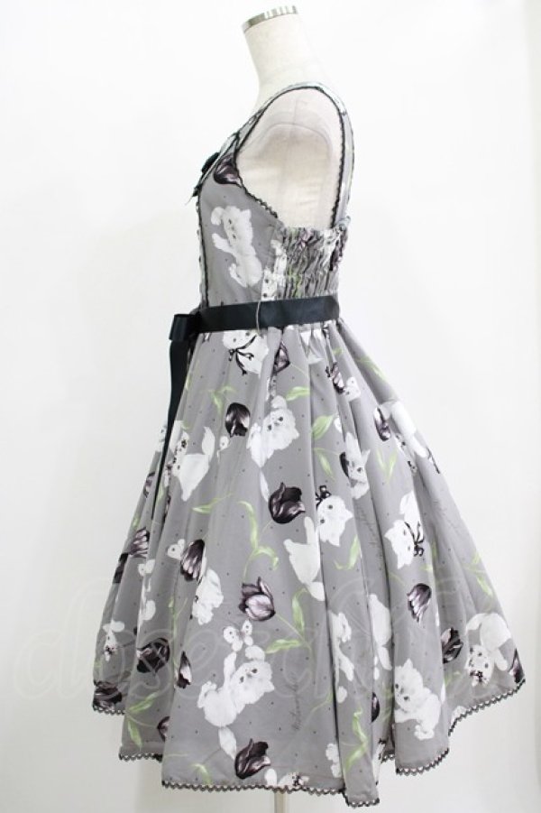 画像2: metamorphose / こねことチューリップ サーキュラージャンパースカート Free グレー H-25-11-01-014-ME-OP-NS-ZH (2)