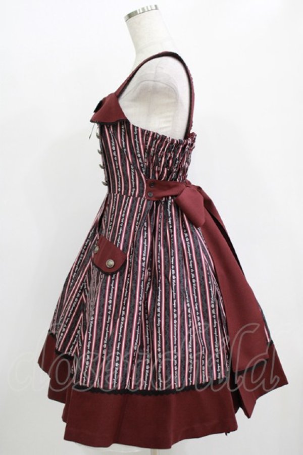 画像2: metamorphose / Royal stripeジャンパースカート Free ボルドー H-25-11-01-015-ME-OP-NS-ZH (2)