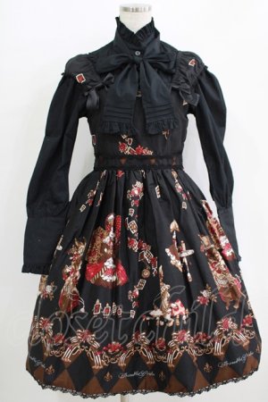 画像: ALICE and the PIRATES / ワンダーラビットのマジカルトランプティーパーティ柄ジャンパースカートセット Free ブラック H-25-11-02-1001-PA-OP-NS-ZH