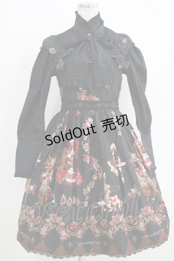 画像1: ALICE and the PIRATES / ワンダーラビットのマジカルトランプティーパーティ柄ジャンパースカートセット Free ブラック H-25-11-02-1001-PA-OP-NS-ZH (1)