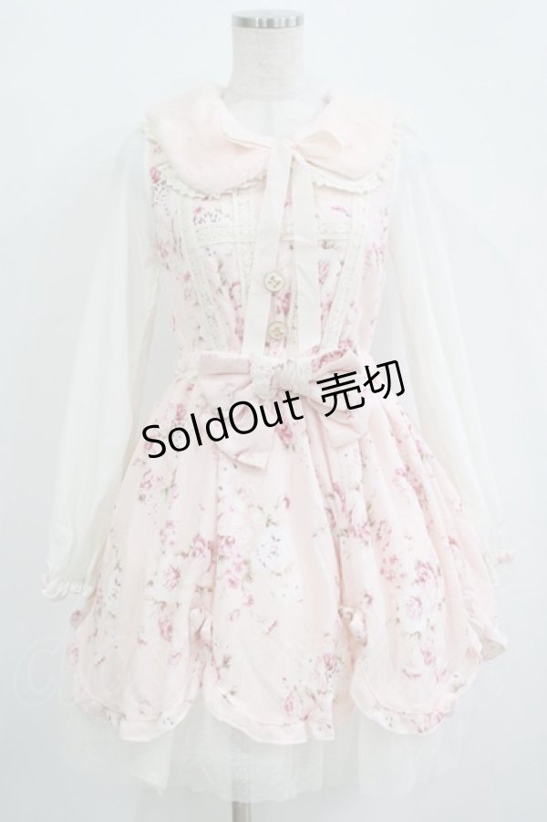 画像1: LIZ LISA / ファー襟花柄ワンピース Free ピンク H-25-11-02-1036-LO-OP-NS-ZH (1)