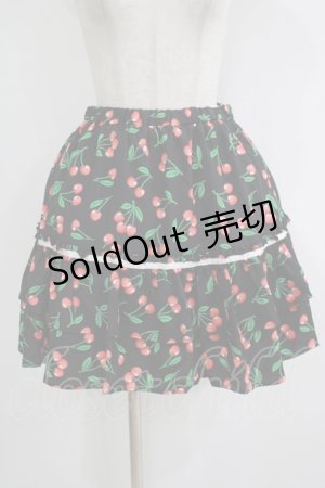 画像: E hyphen world gallery / チェリー柄スカート Free ブラック H-25-11-02-1041-LO-SK-NS-ZH