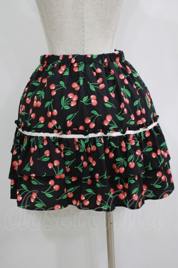 画像3: E hyphen world gallery / チェリー柄スカート Free ブラック H-25-11-02-1041-LO-SK-NS-ZH (3)