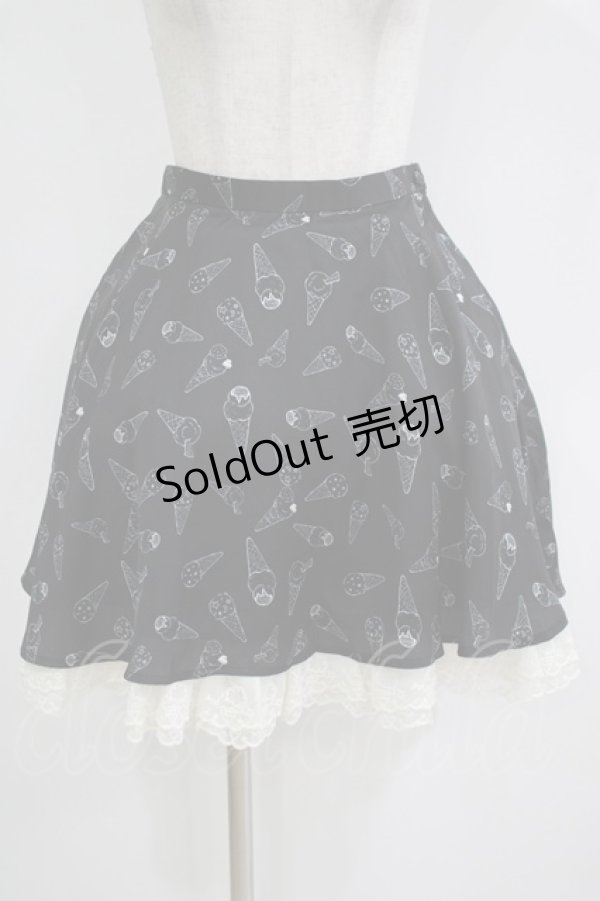 画像1: E hyphen world gallery / アイス柄スカート M ブラック H-25-11-02-1042-LO-SK-NS-ZH (1)