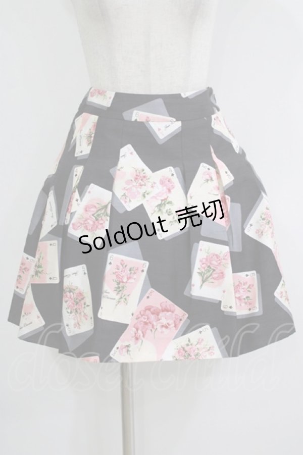 画像1: JESUS DIAMANTE / 新JAPON DOLLスカート 38 新トランプ薔薇ブラック H-25-11-02-1044-JE-SK-NS-ZH (1)