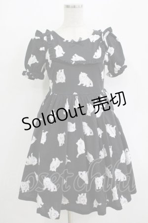 画像: Ank Rouge / キャットプリントカットワンピース M ブラック H-25-11-02-1046-CA-OP-NS-ZH