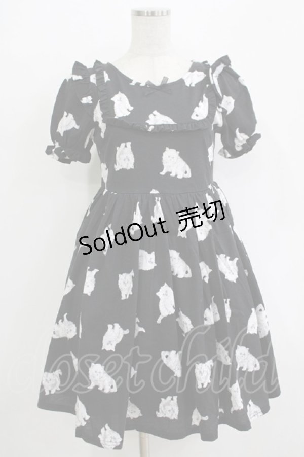 画像1: Ank Rouge / キャットプリントカットワンピース M ブラック H-25-11-02-1046-CA-OP-NS-ZH (1)