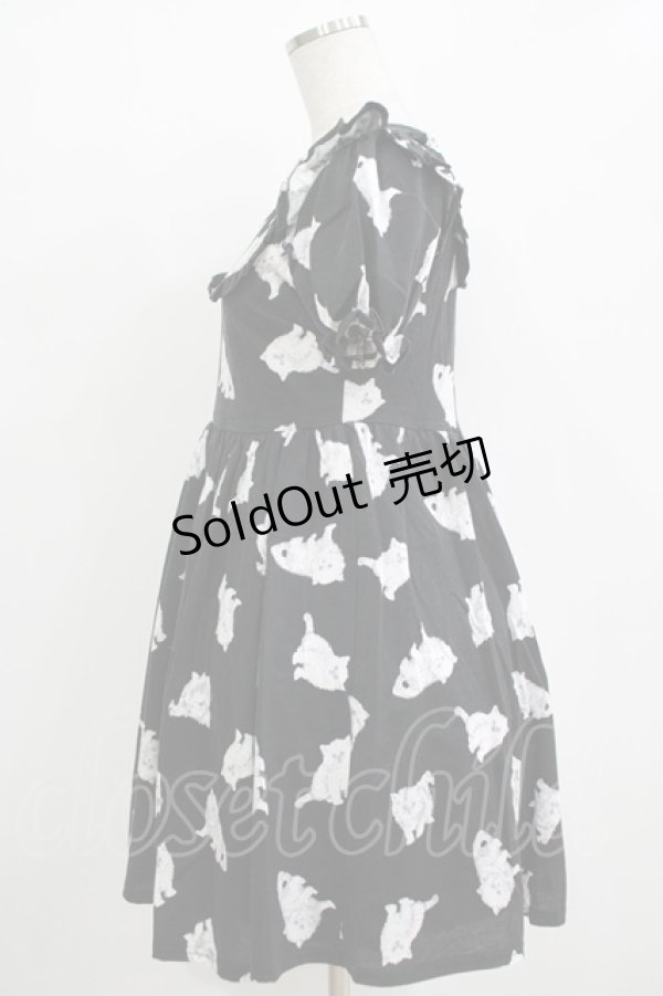 画像2: Ank Rouge / キャットプリントカットワンピース M ブラック H-25-11-02-1046-CA-OP-NS-ZH (2)