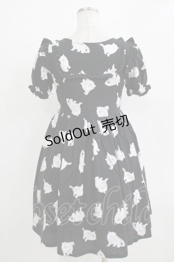 画像3: Ank Rouge / キャットプリントカットワンピース M ブラック H-25-11-02-1046-CA-OP-NS-ZH (3)