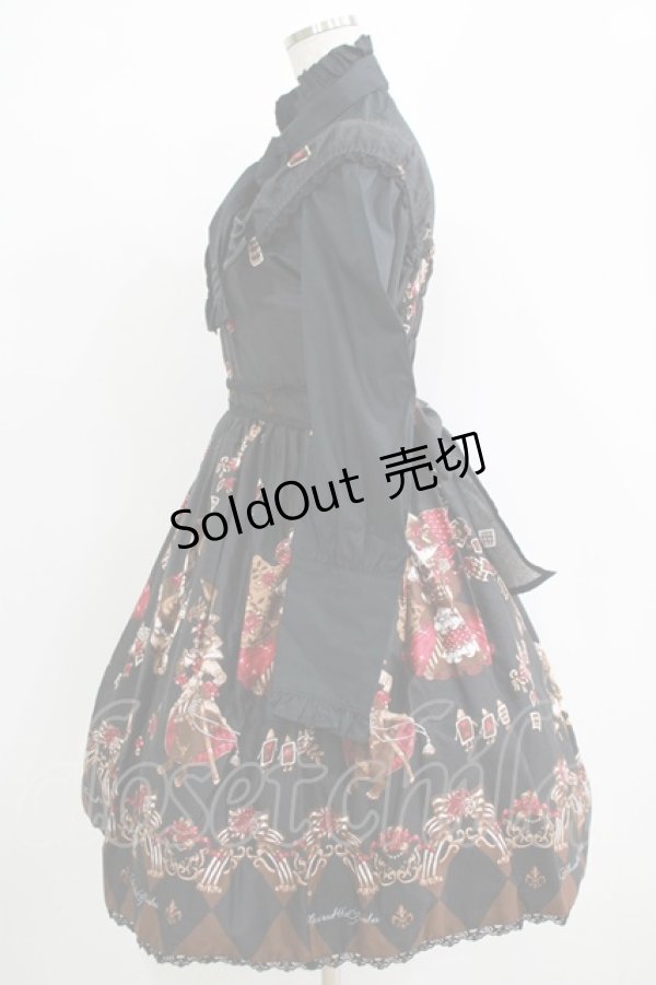 画像2: ALICE and the PIRATES / ワンダーラビットのマジカルトランプティーパーティ柄ジャンパースカートセット Free ブラック H-25-11-02-1001-PA-OP-NS-ZH (2)