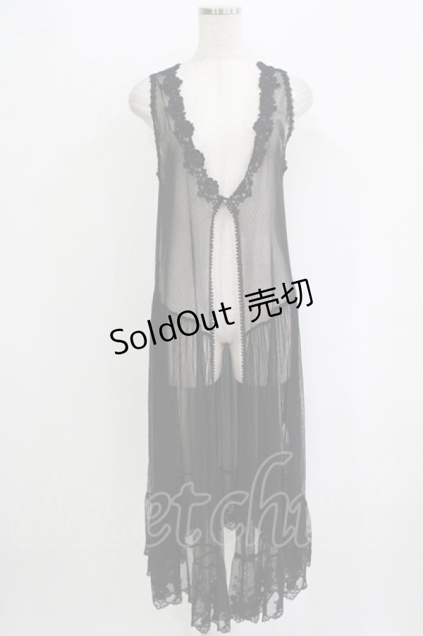 画像1: axes femme / ロングジレ付きカーディガン M ブラック H-25-11-02-1051-AX-TO-NS-ZH (1)