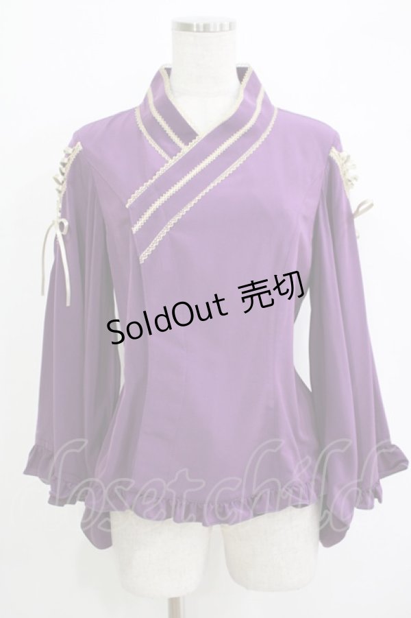 画像1: metamorphose / 着物合わせ風ブラウス サイズ1 パープル H-25-11-02-1055-ME-BL-NS-ZH (1)