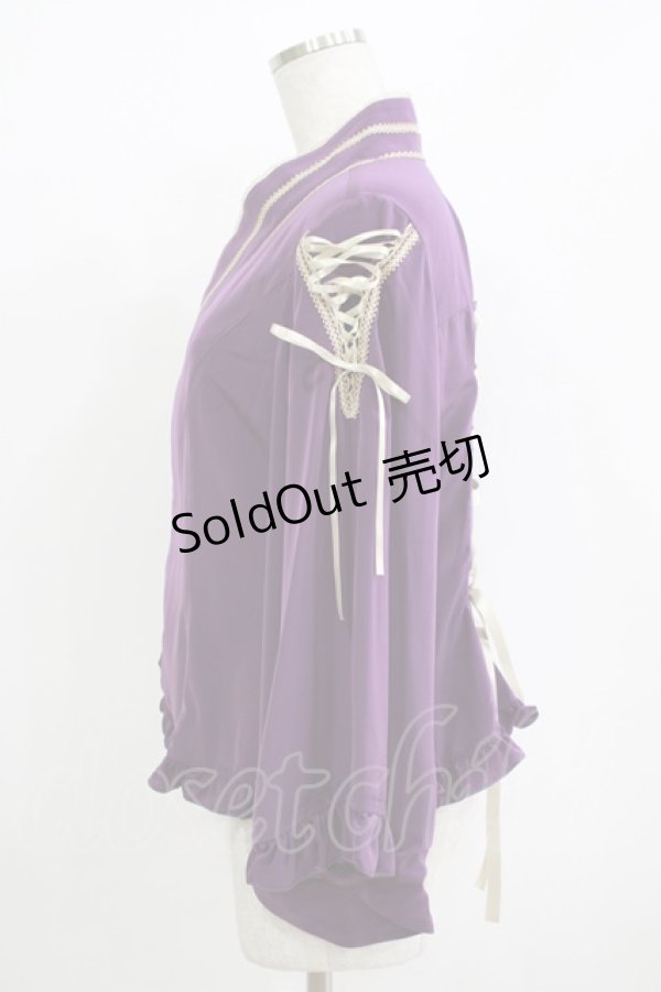 画像2: metamorphose / 着物合わせ風ブラウス サイズ1 パープル H-25-11-02-1055-ME-BL-NS-ZH (2)