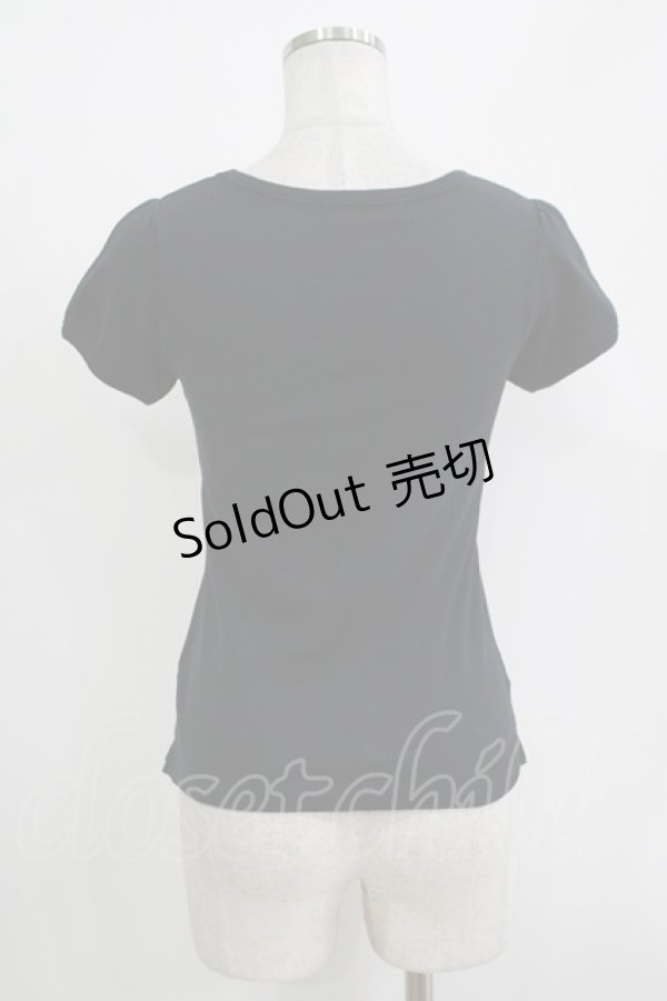 画像3: Angelic Pretty / グリッターリボンレースプリントTシャツ Free ブラック/ピンク H-25-11-02-1065-AP-TS-NS-ZH (3)