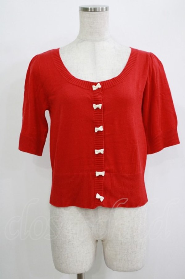 画像1: Fi.n.t / リボンカーディガン Free レッド H-25-11-02-1066-CA-TO-NS-ZH (1)