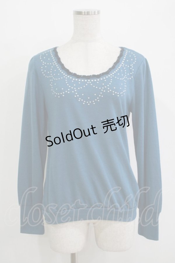 画像1: axes femme / パール使いプルオーバー M ブルー H-25-11-02-1070-AX-TO-NS-ZH (1)