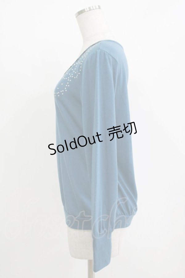 画像2: axes femme / パール使いプルオーバー M ブルー H-25-11-02-1070-AX-TO-NS-ZH (2)