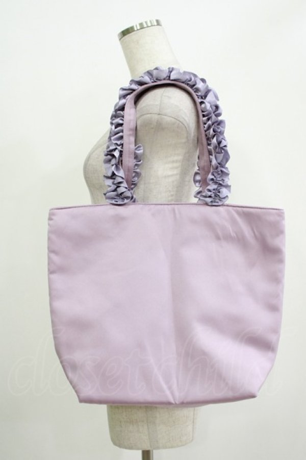 画像2: Maison de FLEUR / ブランドロゴフリルハンドルトートMバッグ  ラベンダー H-25-11-02-1073-LO-BG-NS-ZH (2)
