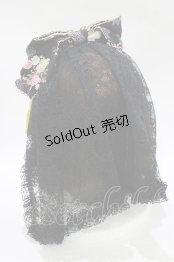 画像2: metamorphose / 花鹿の万華鏡ミニヴェール付リボンカチューシャ  黒檀 H-25-11-02-1080-ME-AC-NS-ZH (2)