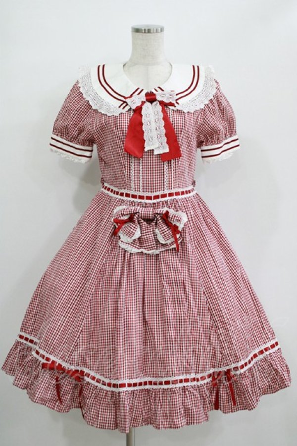 画像1: BABY,THE STARS SHINE BRIGHT / からみギンガムワンピース Free エンジ H-25-11-02-1009-BA-OP-NS-ZH (1)