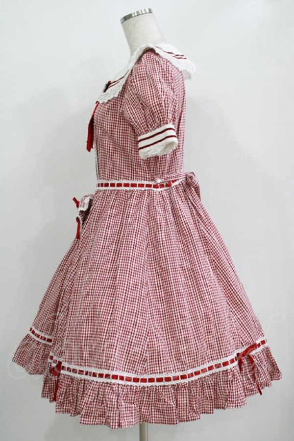 画像2: BABY,THE STARS SHINE BRIGHT / からみギンガムワンピース Free エンジ H-25-11-02-1009-BA-OP-NS-ZH (2)