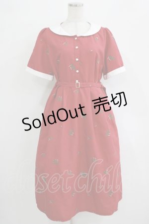 画像: axes femme / さくらんぼ刺繍ワンピース Free レッド H-25-11-02-1012-AX-OP-NS-ZH