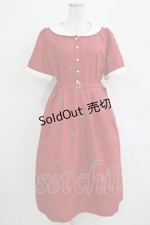 画像1: axes femme / さくらんぼ刺繍ワンピース Free レッド H-25-11-02-1012-AX-OP-NS-ZH (1)