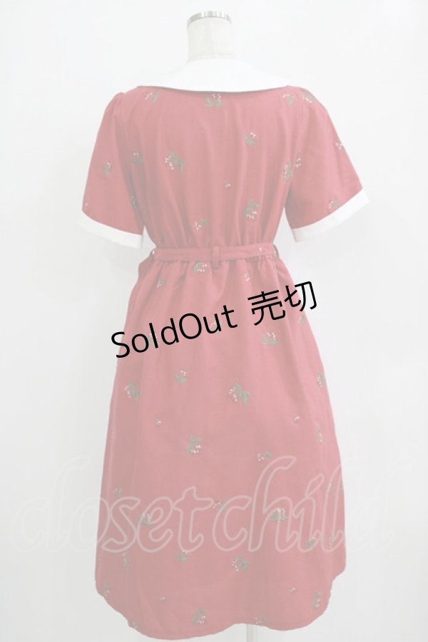 画像3: axes femme / さくらんぼ刺繍ワンピース Free レッド H-25-11-02-1012-AX-OP-NS-ZH (3)