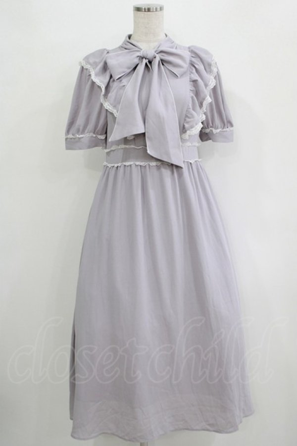 画像1: evelyn / ボウタイロングワンピース Free ブルー H-25-11-02-1014-LO-OP-NS-ZH (1)