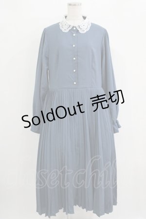 画像: m petit by misako / AM*レースエリプリーツワンピース LL ブルー H-25-11-02-1015-LO-OP-NS-ZH