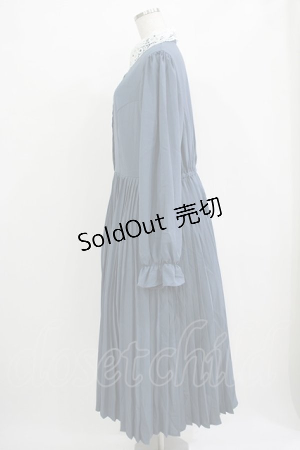 画像2: m petit by misako / AM*レースエリプリーツワンピース LL ブルー H-25-11-02-1015-LO-OP-NS-ZH (2)