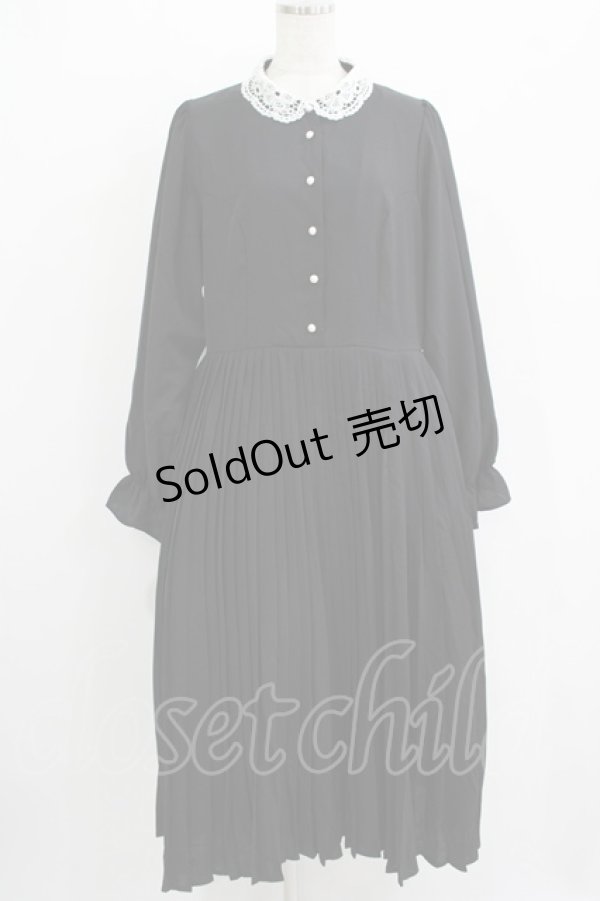 画像1: m petit by misako / AM*レースエリプリーツワンピース LL ブラック H-25-11-02-1016-LO-OP-NS-ZH (1)