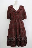 画像1: axes femme / ラッフル襟チェックワンピース M レッド H-25-11-02-1019-AX-OP-NS-ZH (1)