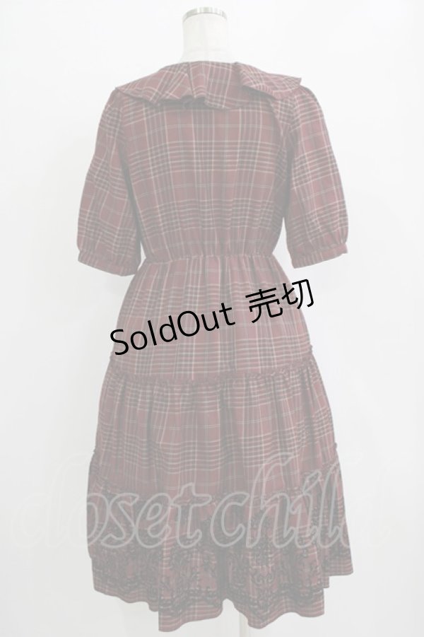 画像3: axes femme / ラッフル襟チェックワンピース M レッド H-25-11-02-1019-AX-OP-NS-ZH (3)