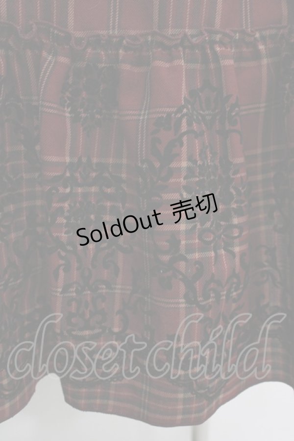 画像4: axes femme / ラッフル襟チェックワンピース M レッド H-25-11-02-1019-AX-OP-NS-ZH (4)