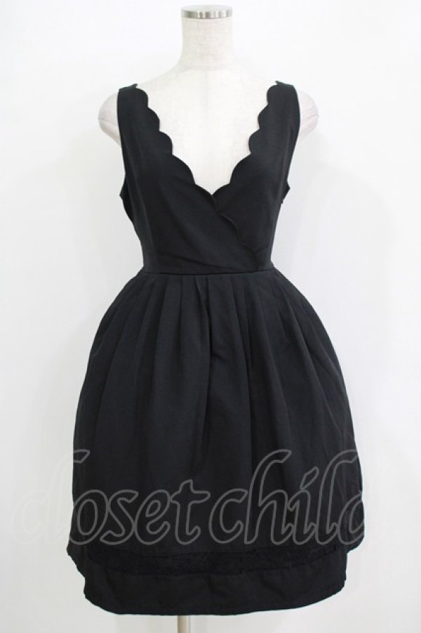 画像1: an another angelus / スカラップジャンパースカート Free ブラック H-25-11-02-1024-CA-OP-NS-ZH (1)