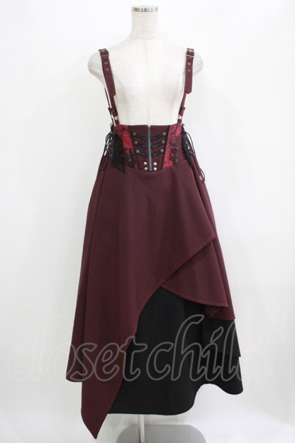 画像1: Ozz conte / サス付ナポレオン風レイヤードスカート  ボルドー×ブラック H-25-11-03-001-OO-SK-KB-ZH (1)