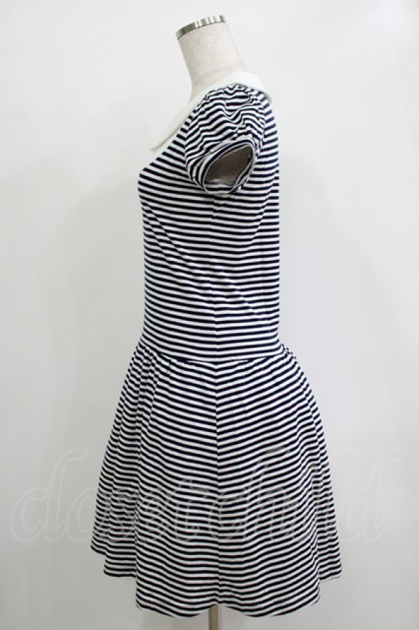 画像2: MILK / ラウンドカラーカットドレス  ネイビーボーダー H-25-11-03-025-ML-OP-KB-ZH (2)